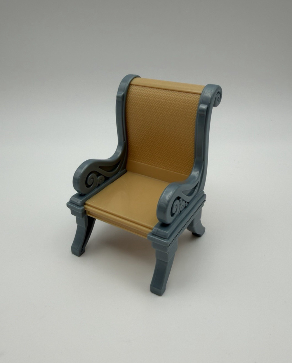 Fisher-Price Loving Family Dollhouse Armchair Gray Tan Scrolled Arm Chair